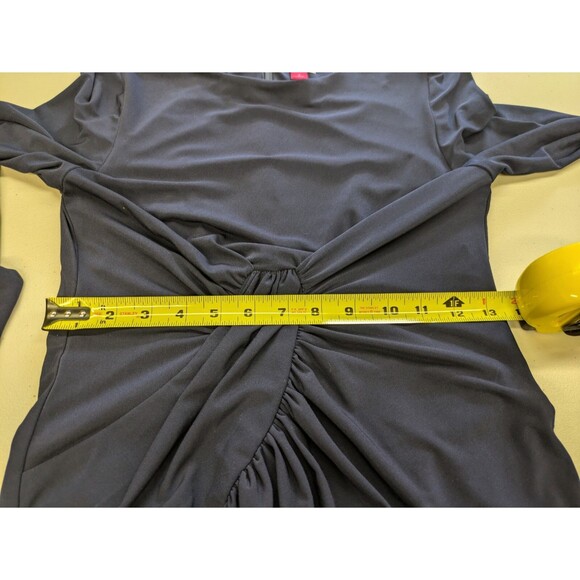 Vince Camuto Long Sleeve Gown Maxi Dress Elegant Navy Embellished Ruched Waist 4 - Picture 13 of 14